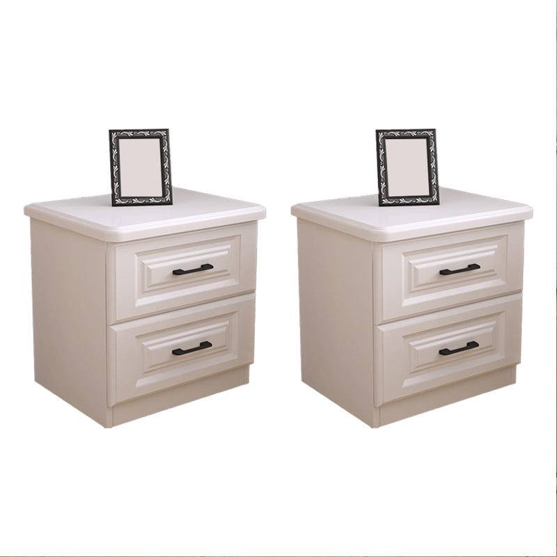 Scandinavian Drawers Included Accent Table Nightstand in White Wood