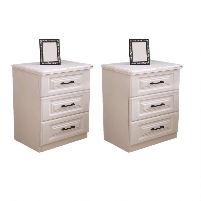 Scandinavian Drawers Included Accent Table Nightstand in White Wood