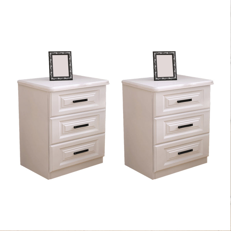 Scandinavian Drawers Included Accent Table Nightstand in White Wood