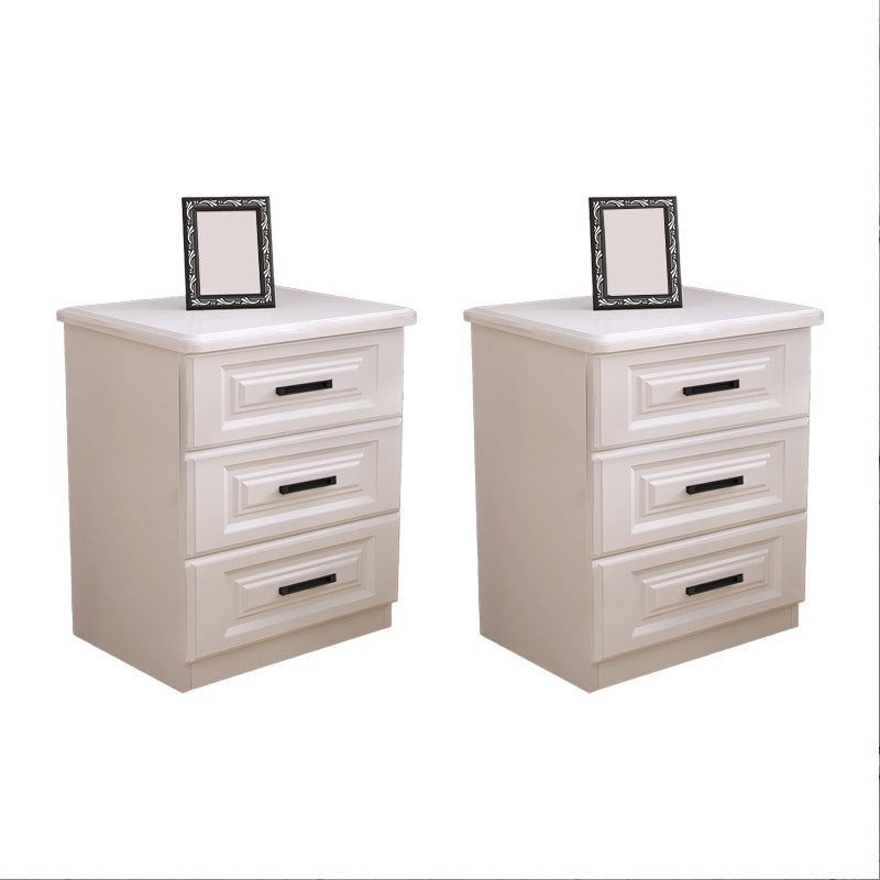 Scandinavian Drawers Included Accent Table Nightstand in White Wood