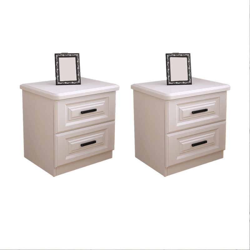 Scandinavian Drawers Included Accent Table Nightstand in White Wood