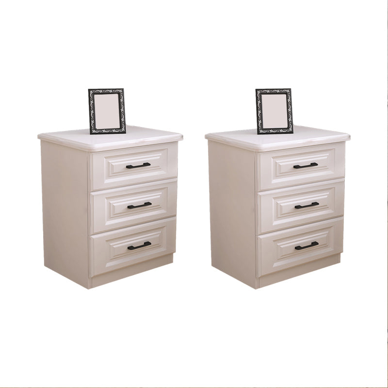 Scandinavian Drawers Included Accent Table Nightstand in White Wood