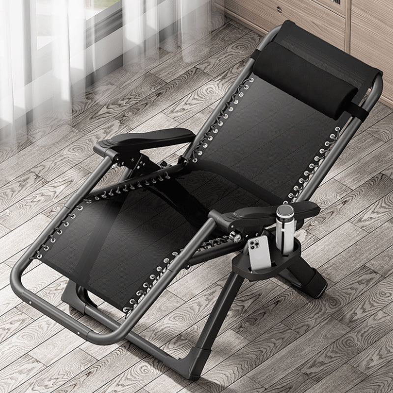 Contemporary Recliner Chair with Position Lock Back in Black/silver Base