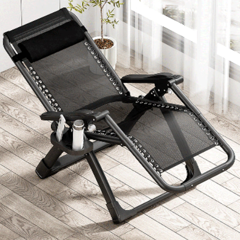 Contemporary Recliner Chair with Position Lock Back in Black/silver Base