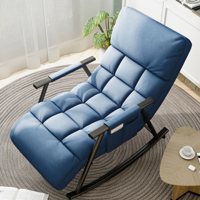 Contemporary Black Metal Base Recliner Chair with Side Pockets