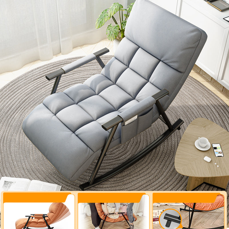 Contemporary Black Metal Base Recliner Chair with Side Pockets