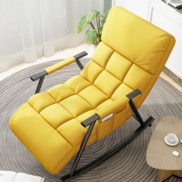 Contemporary Black Metal Base Recliner Chair with Side Pockets