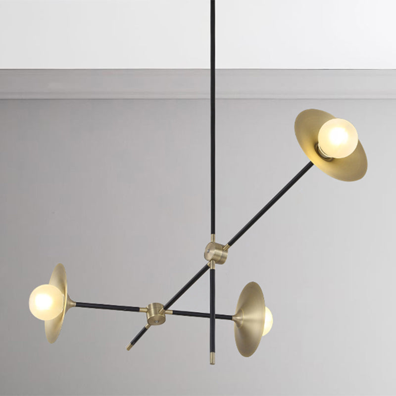 Brass Flared Shade Hanging Chandelier Contemporary 3/6/12 Lights Metal Suspension Lamp