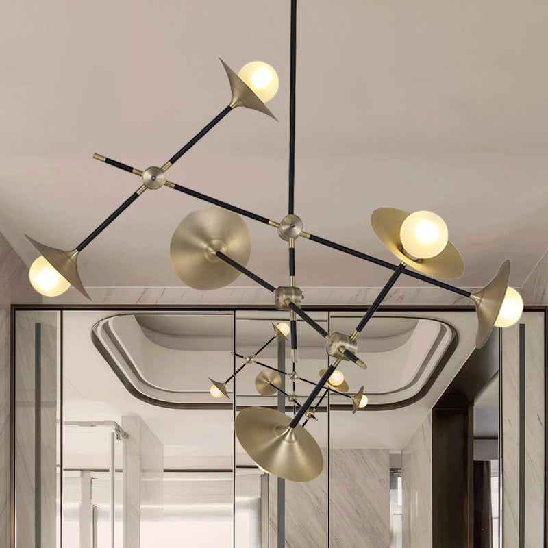 Brass Flared Shade Hanging Chandelier Contemporary 3/6/12 Lights Metal Suspension Lamp