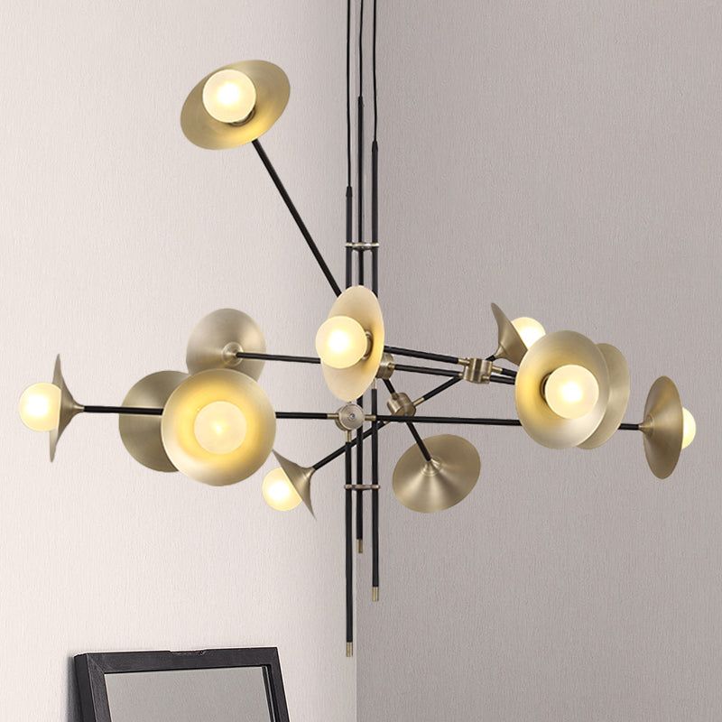 Brass Flared Shade Hanging Chandelier Contemporary 3/6/12 Lights Metal Suspension Lamp