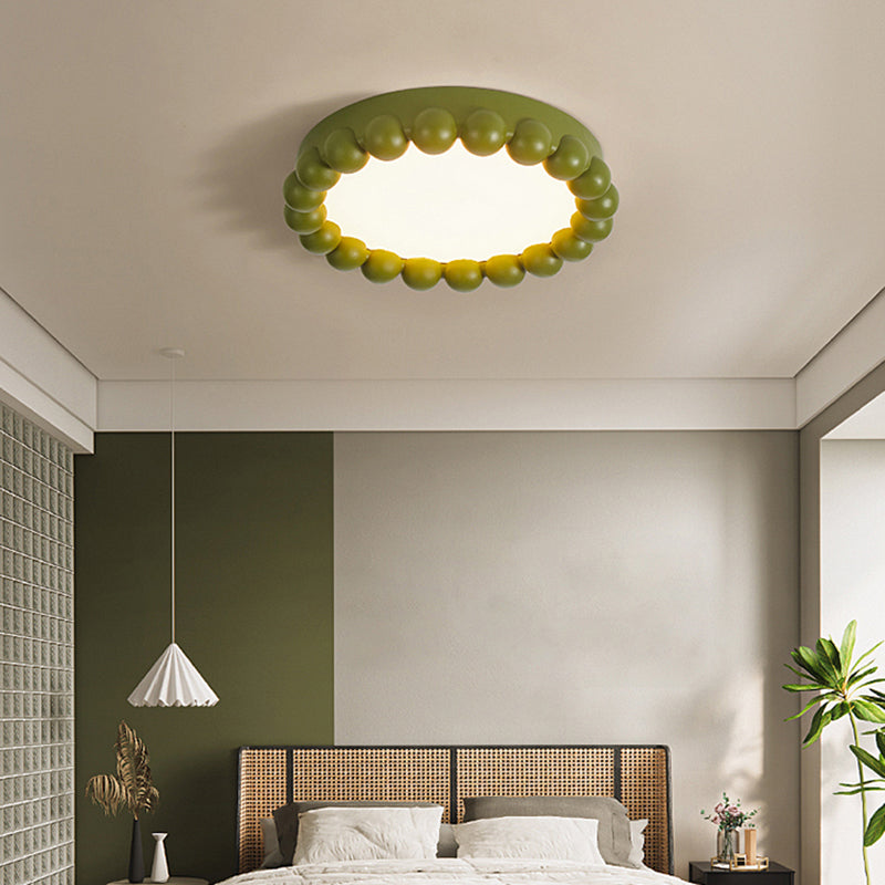 Contemporary LED Round Flush Mount Resin and Acrylic Ceiling Flush in 3 Colors