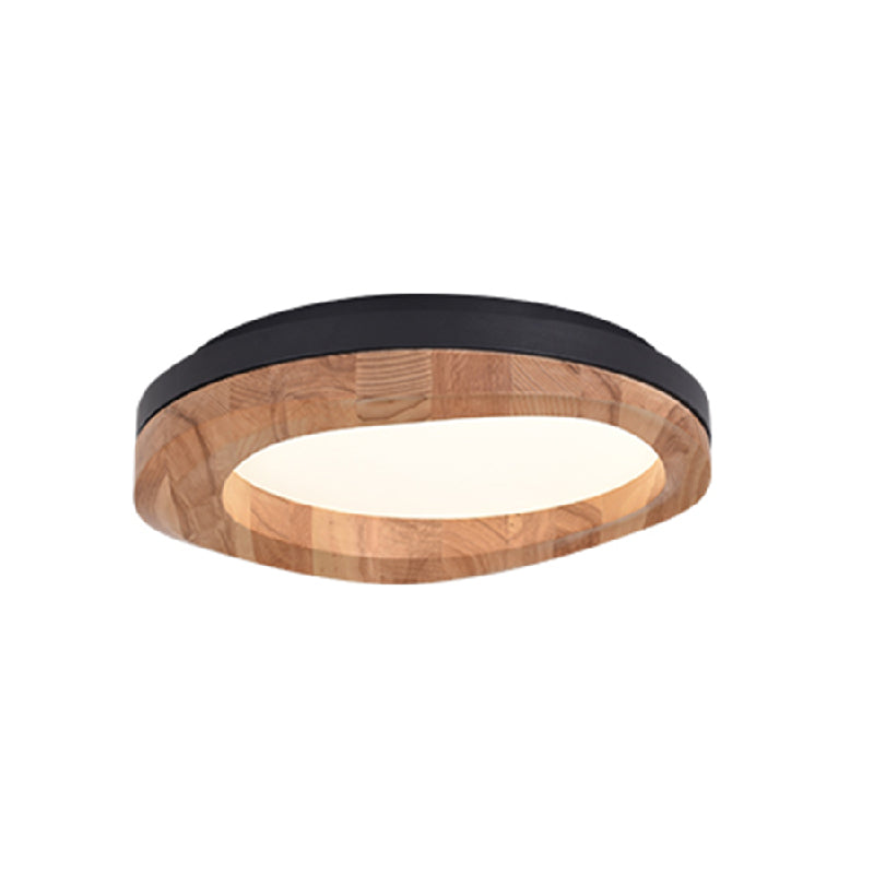 Wooden Flush Light Modern Acrylic Shade Flush Mount Ceiling Fixture for Living Room