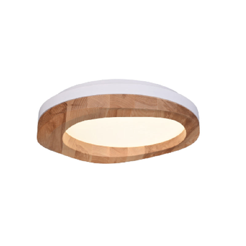 Wooden Flush Light Modern Acrylic Shade Flush Mount Ceiling Fixture for Living Room