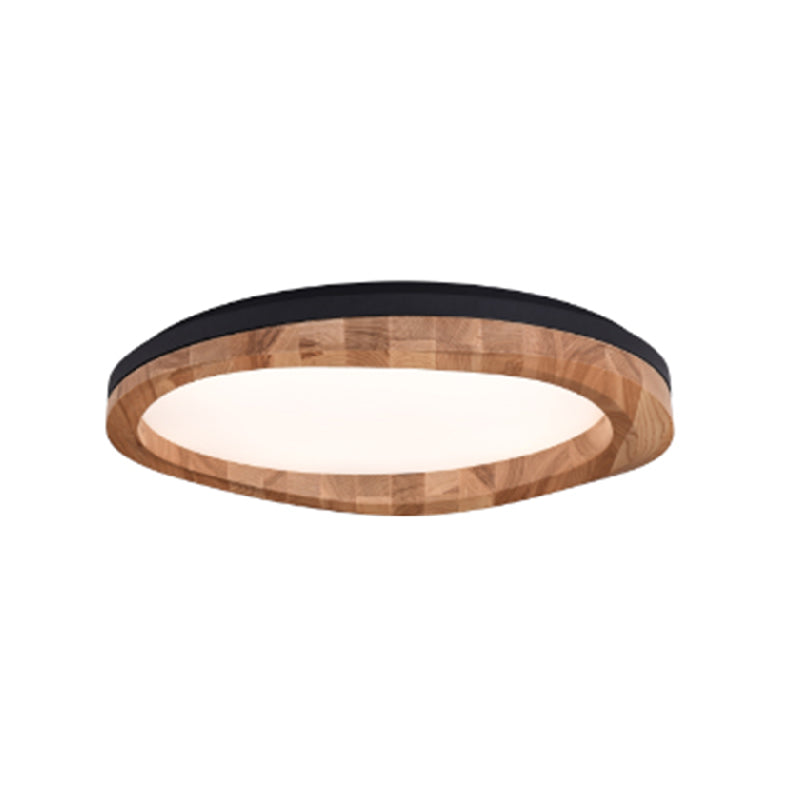 Wooden Flush Light Modern Acrylic Shade Flush Mount Ceiling Fixture for Living Room