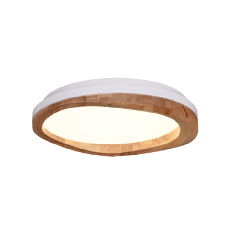 Wooden Flush Light Modern Acrylic Shade Flush Mount Ceiling Fixture for Living Room