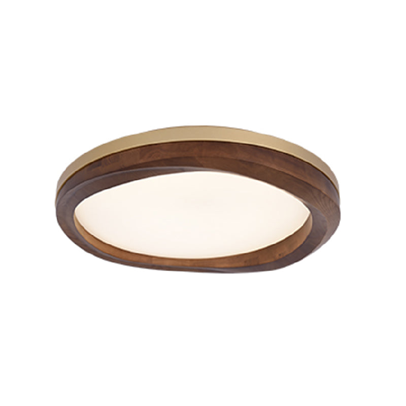 Wooden Flush Light Modern Acrylic Shade Flush Mount Ceiling Fixture for Living Room