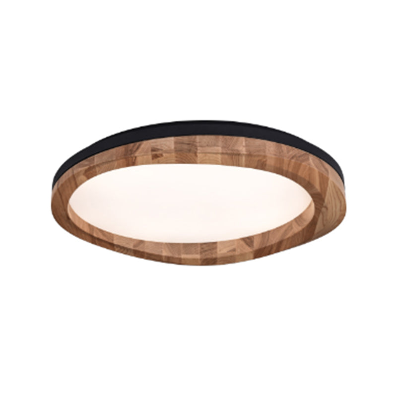 Wooden Flush Light Modern Acrylic Shade Flush Mount Ceiling Fixture for Living Room