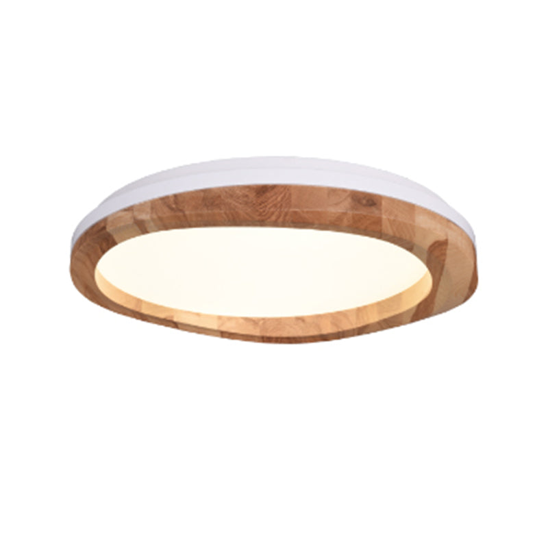 Wooden Flush Light Modern Acrylic Shade Flush Mount Ceiling Fixture for Living Room