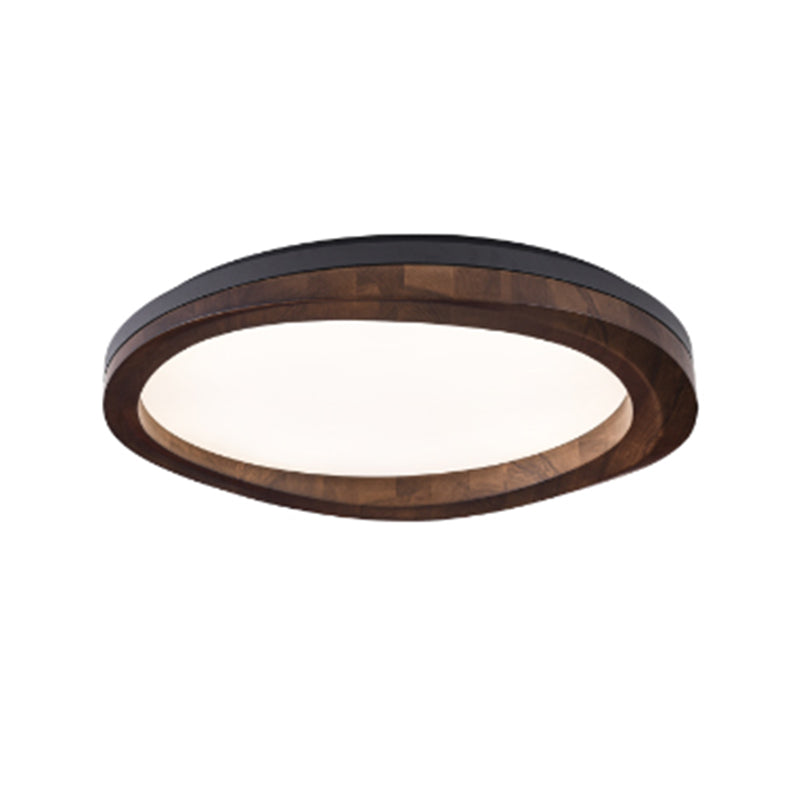 Wooden Flush Light Modern Acrylic Shade Flush Mount Ceiling Fixture for Living Room