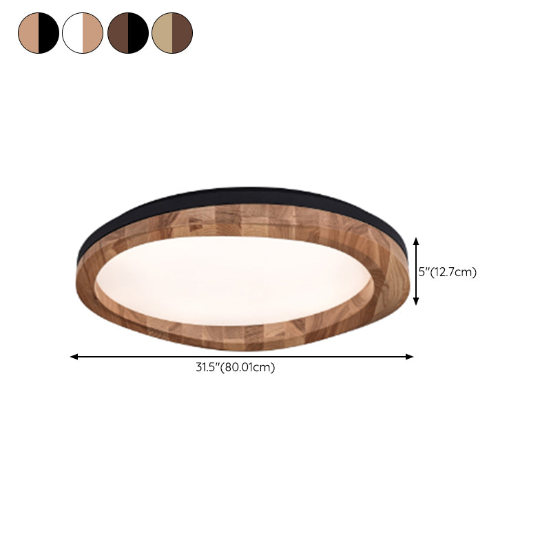 Wooden Flush Light Modern Acrylic Shade Flush Mount Ceiling Fixture for Living Room