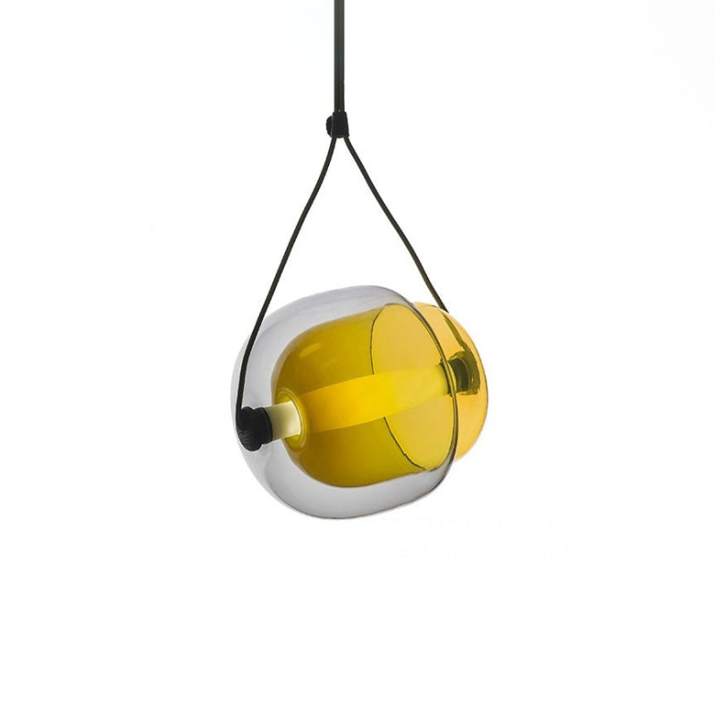 Candy-Shaped Pendant Light Modern Clear Glass 1 Light Led Hanging Ceiling Lamp in Grey/Yellow/Purple with Cord