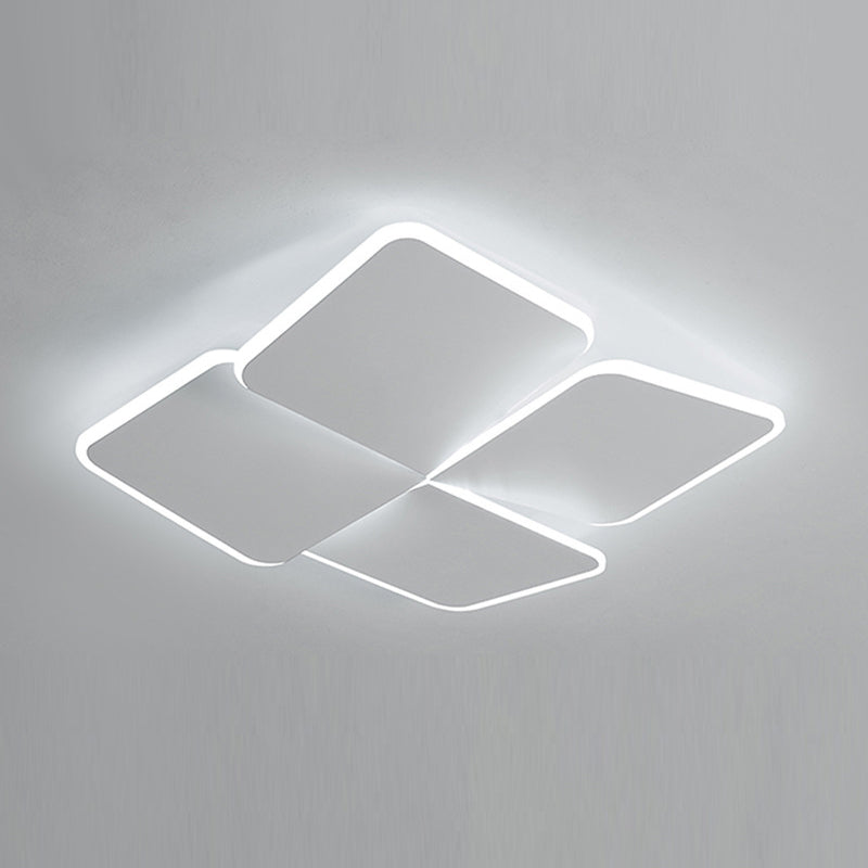 Geometric LED Flush Lighting Modern Flush Mount Lighting in White Finish