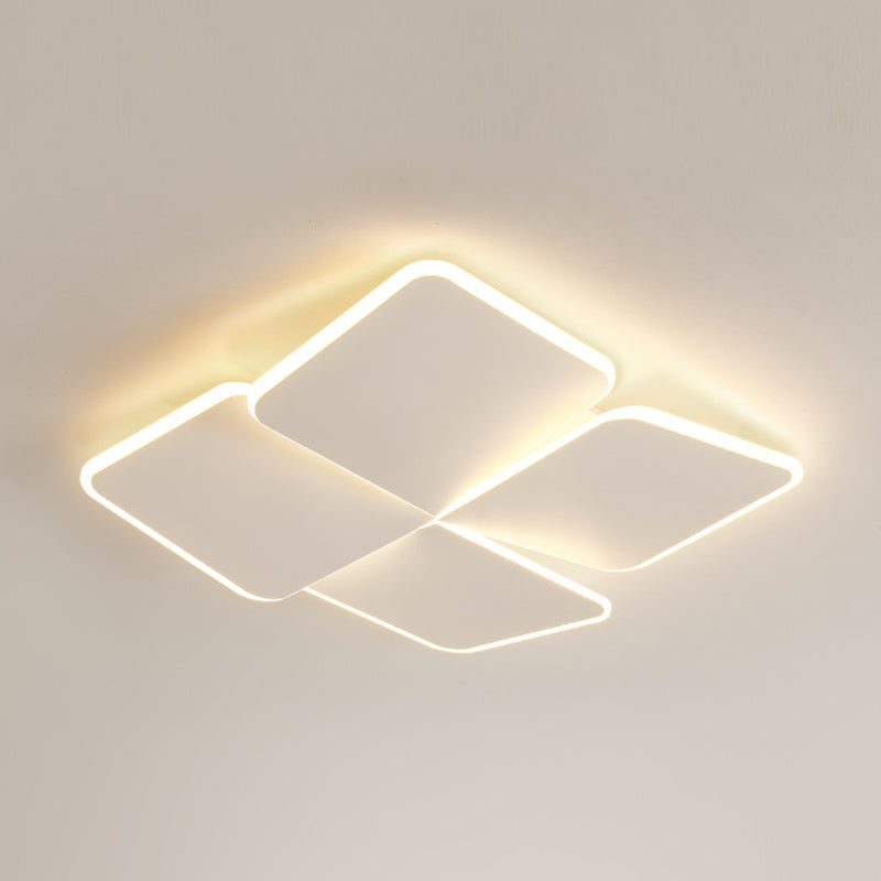 Geometric LED Flush Lighting Modern Flush Mount Lighting in White Finish