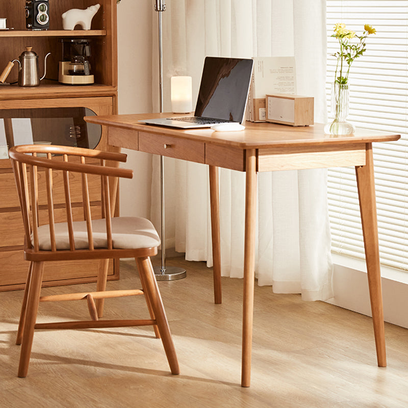 Modern Cable Management Office Desk Bedroom Solid Wood Writing Desk