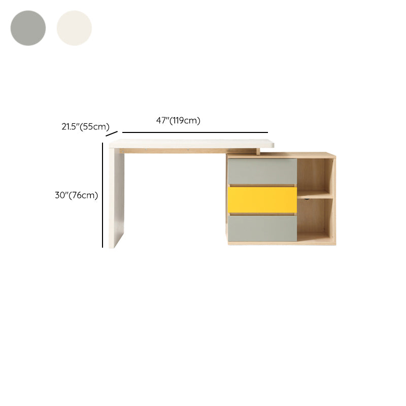 Modern Engineered Wood Office Desk Home Writing Desk with 3-drawer