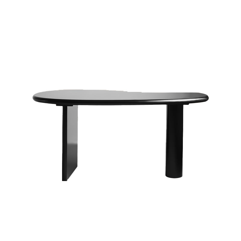 Irregular Shaped Office Laptop Table Wood Writing Desk in White/Black