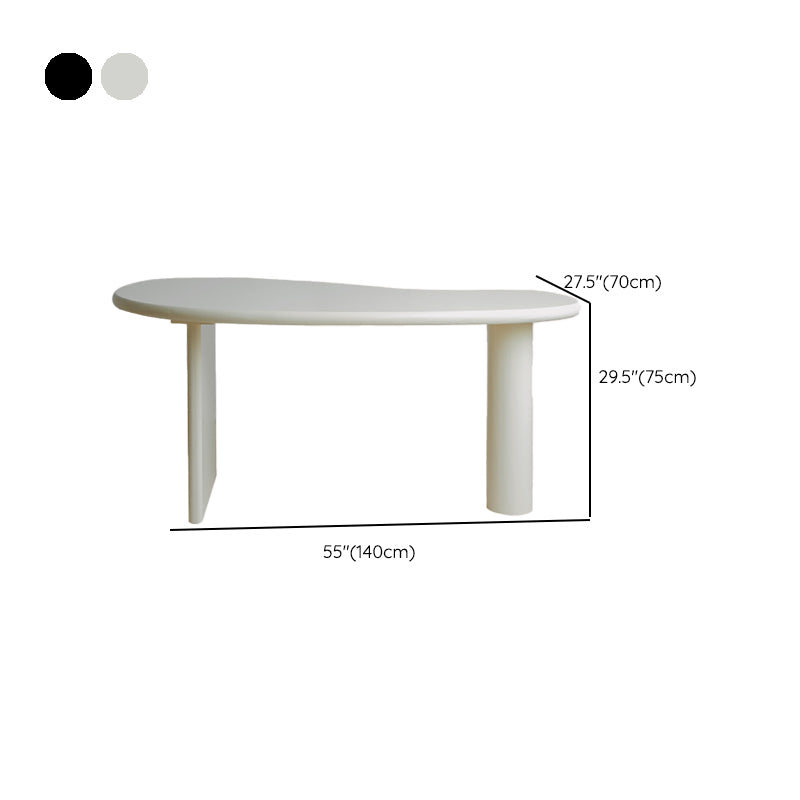 Irregular Shaped Office Laptop Table Wood Writing Desk in White/Black