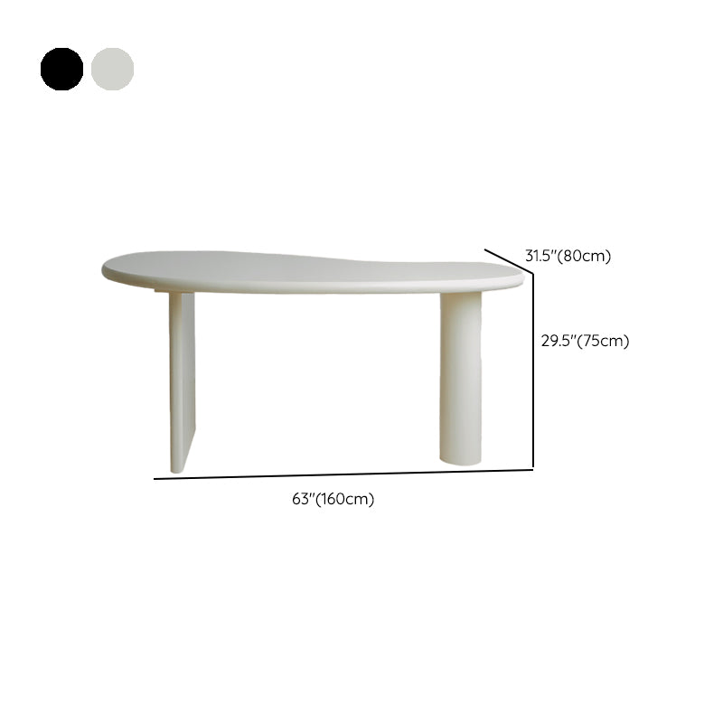 Irregular Shaped Office Laptop Table Wood Writing Desk in White/Black