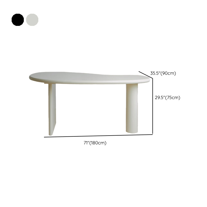 Irregular Shaped Office Laptop Table Wood Writing Desk in White/Black