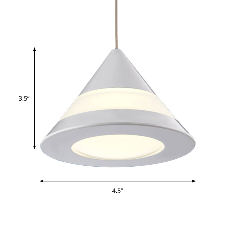 Simple White Cone Hanging Pendant Light Metal 3 Lights Dining Room Suspension Light in Warm/White