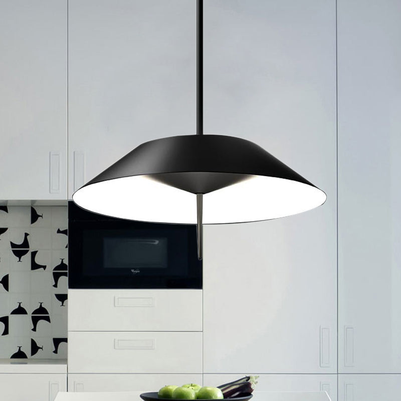 Black/White/Gold Half Conical Hanging Pendant Light Simple LED Iron Suspension Light in Warm/White Light