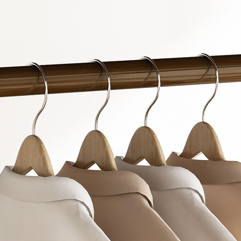 Traditional Clothes Hanger Solid Wood Coat Rack with Storage Shelves