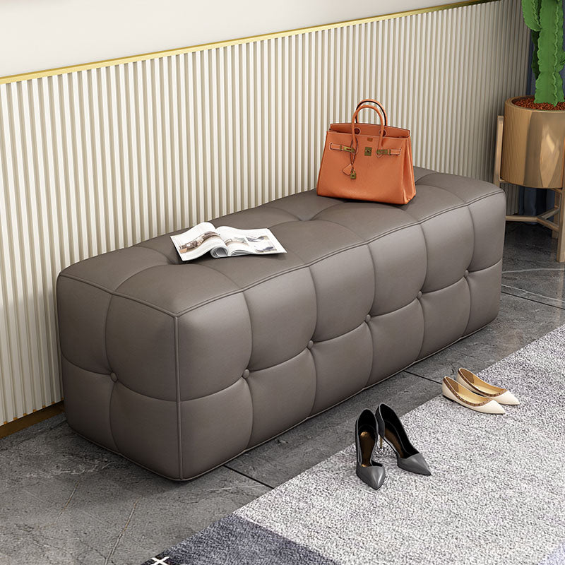 Contemporary Home Rectangular Ottoman Leather Foot Stool without Legs