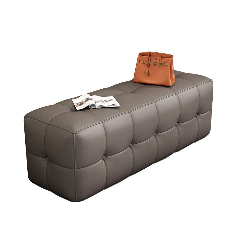 Contemporary Home Rectangular Ottoman Leather Foot Stool without Legs