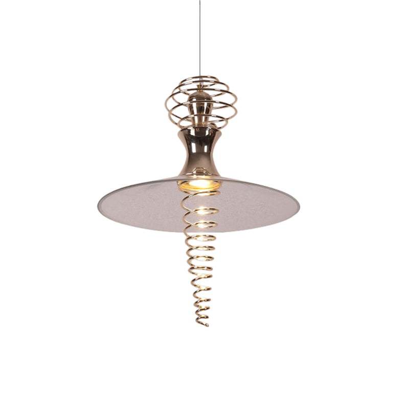 Spiral Hanging Lamp with Flared Shade Modern Creative Metal Modern 1 Light Chrome/Gold Living Room Pendant Light