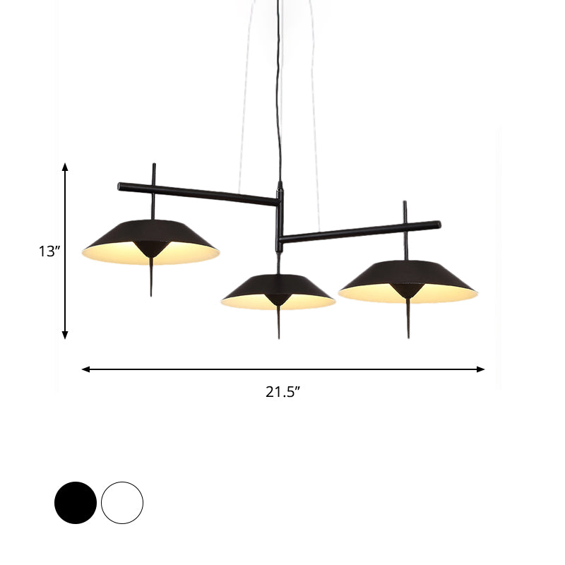 Halbe konische Kronleuchter -Einfachheit Metall 3 Lichter schwarz/weiß hängende Anhänger Licht in warmem/weißem Licht