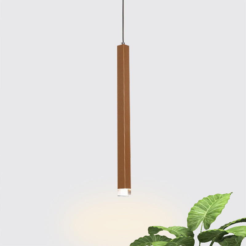 Gold Slim Cuboid Metal Suspension Light Simple Style 1/4/5 Light Bar Hanging Pendant Light in Warm/White