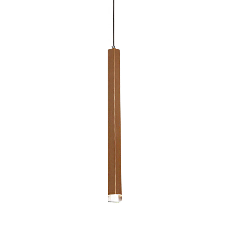 Gold Slim Cuboid Metal Suspension Light Simple Style 1/4/5 Light Bar Hanging Pendant Light in Warm/White