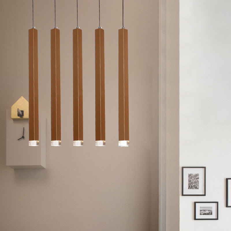 Oro Slim Cuboid Metal Suspension Luce semplice Stile 1/4/5 Light Bar Light Impicchaling in calda/bianco