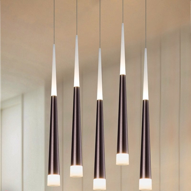 1/5/6 Lights Bar Hanging Pendant Light Tapered Simple Metal Silver/Brown Pendant Lamp in Warm/White/Neutral