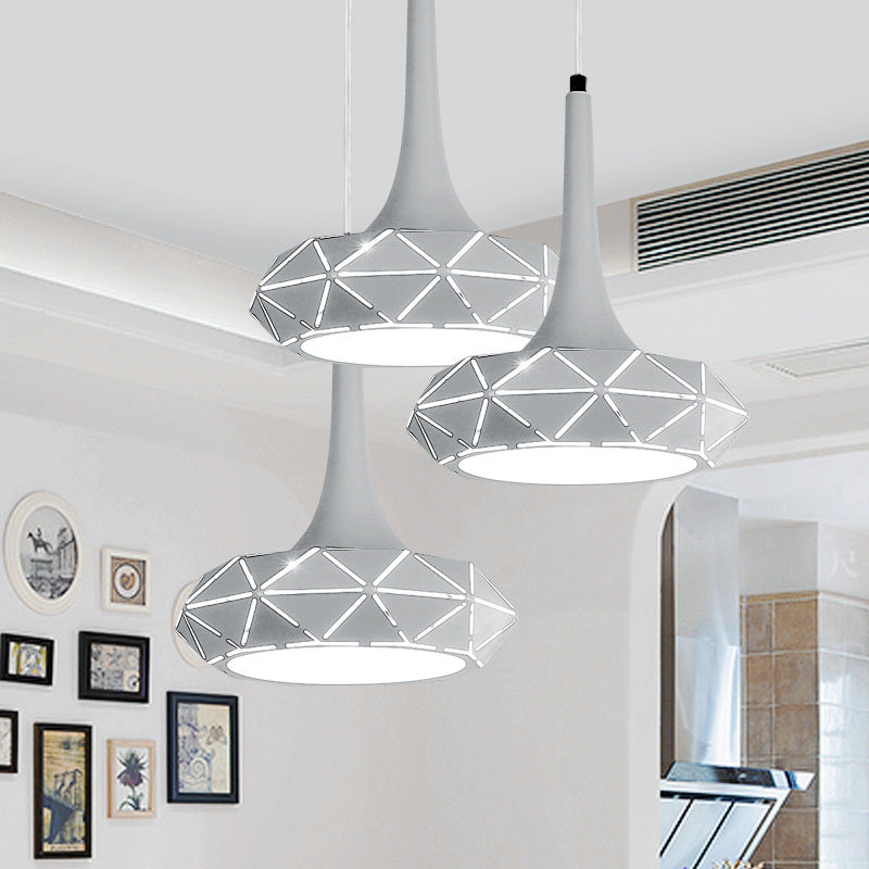 Minimal Round Ceiling Lamp Metal LED Dining Room Cluster Pendant in Warm/White Light with Round/Linear Canopy