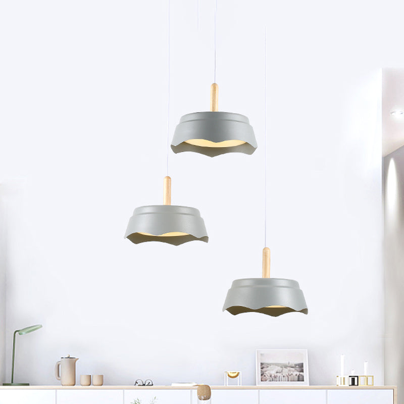 Drum Living Room Suspension Pendant Metal 3 Lights Modernism Hanging Ceiling Light