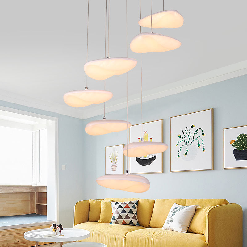 Éclairage à la baisse géométrique blanche Simplicité 3/7 têtes LED Metal Hanging Light Kit avec canopée ronde / linéaire