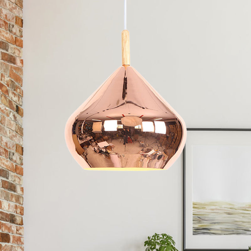 Mirror Ball Ceiling Pendant Light 1 Light Metallic Vintage Hanging Light in Wood