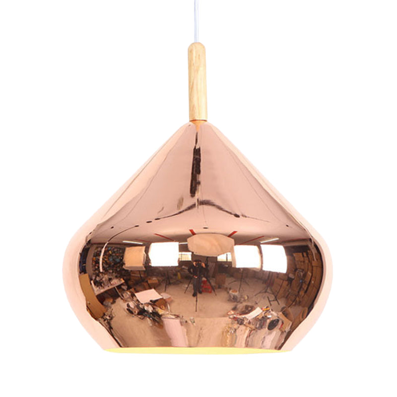 Luce a sospensione a soffitto a sfera specchio 1 luce metallica vintage appesa in legno