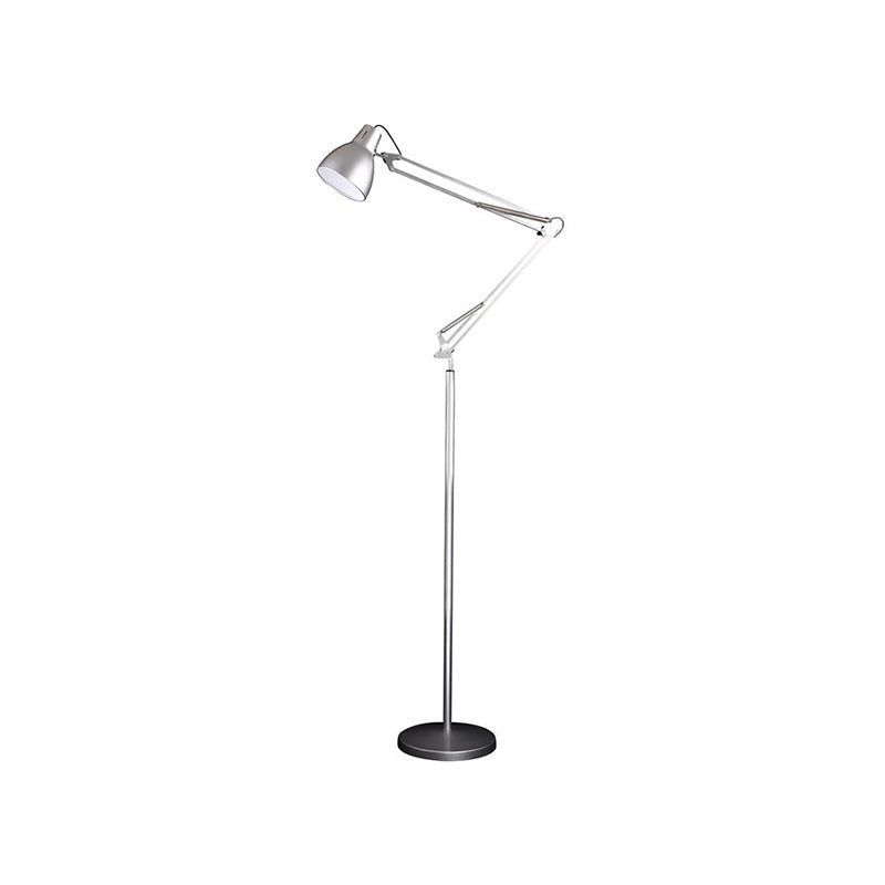 1 tête de salon lampadaire avec dôme métallique de l'ombre noire / argent finition debout lampadaire